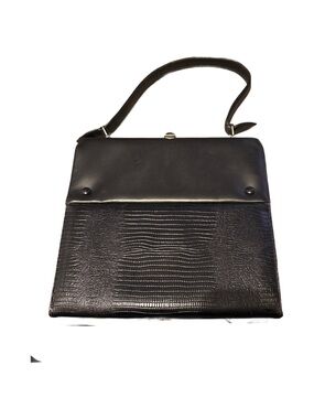 Classic Black Textured Top-Handle Bag